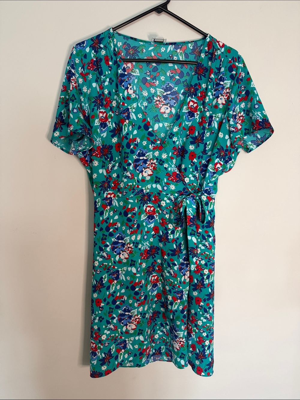 J. Crew Teal Floral Dress with Multicolor Blooms